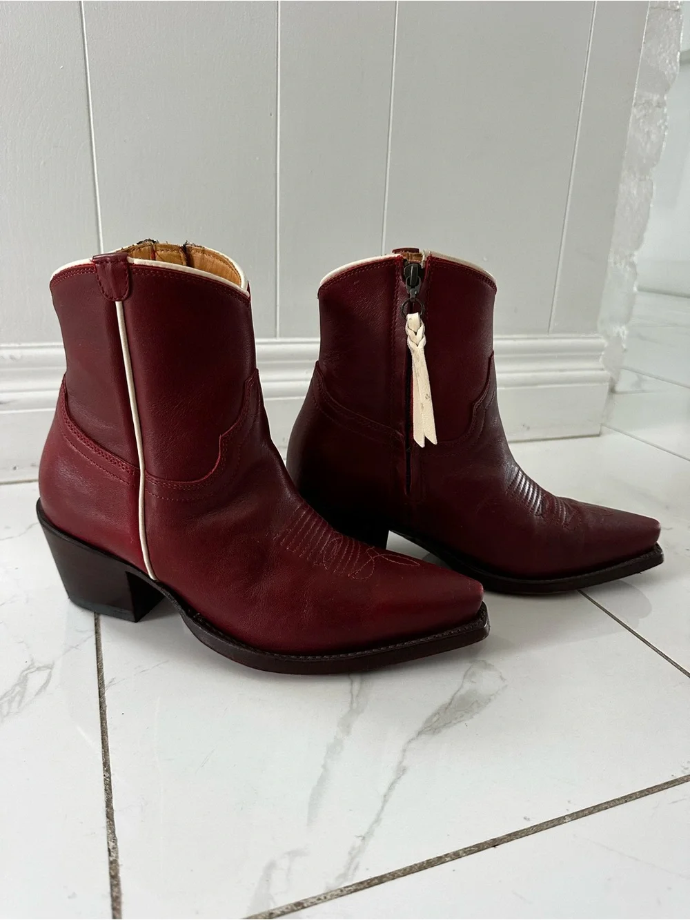 Tecovas The Daisy Scarlet (Red) Ankle Boots - Picture 4 of 10